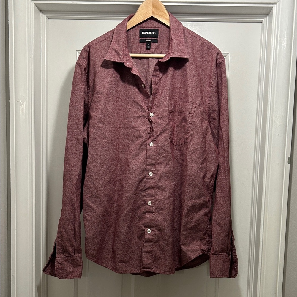 Bonobos Men's Maroon Heather Casual Shirt